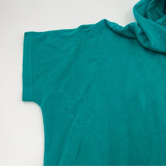 Nike Women’s Teal Short Sleeve Hooded Mock Neck Shirt Long Length Hoodie - Picture 3 of 8